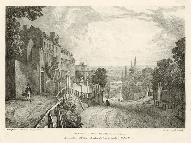 Olhando para baixo Highgate Hill, em Londres de Thomas Mann Baynes