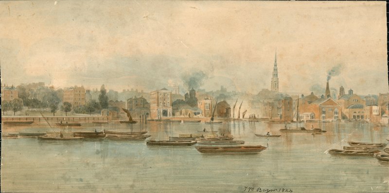 Panorama do rio Tamisa, lado norte, em 13 partes de Thomas Mann Baynes