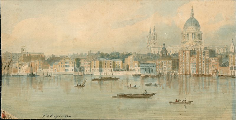 Panorama do rio Tamisa, lado norte, em 13 partes de Thomas Mann Baynes