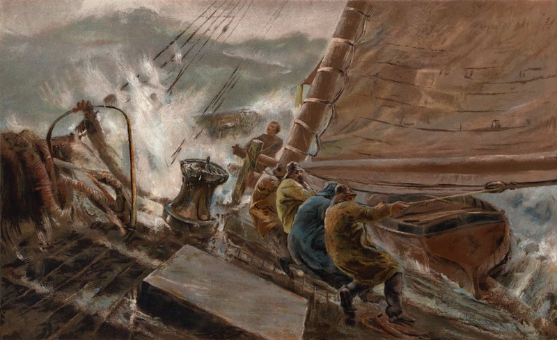 Um momento de perigo (cromolitografia) de Thomas Marie Madawaska (after) Hemy