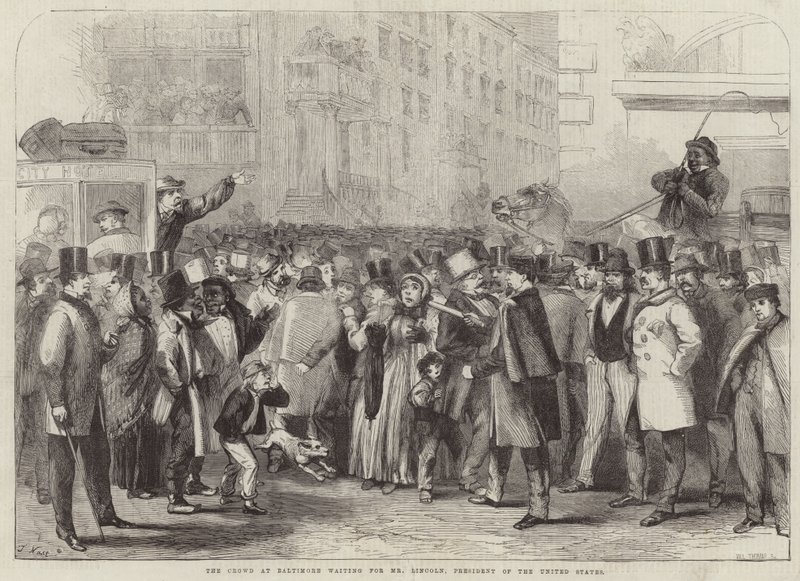 A multidão em Baltimore à espera do Sr. Lincoln de Thomas Nast