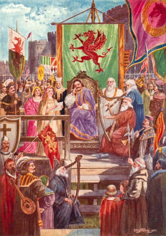 Rhys ap Gruffydd presidindo ao primeiro Eisteddfod, Castelo de Cardigan, País de Gales de Thomas Prytherch