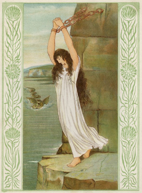 Andrómeda acorrentado ao penhasco do mar (cor litho) de Thomas Ralph Spence