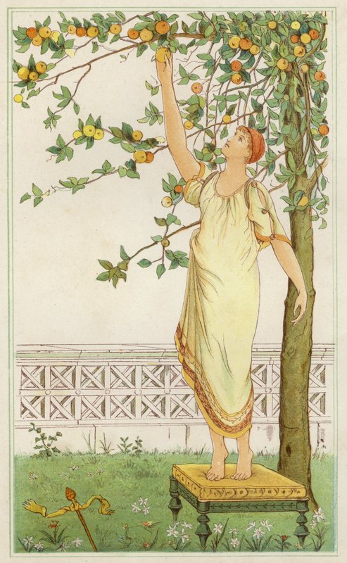 Danae entre as laranjeiras (cor litho) de Thomas Ralph Spence