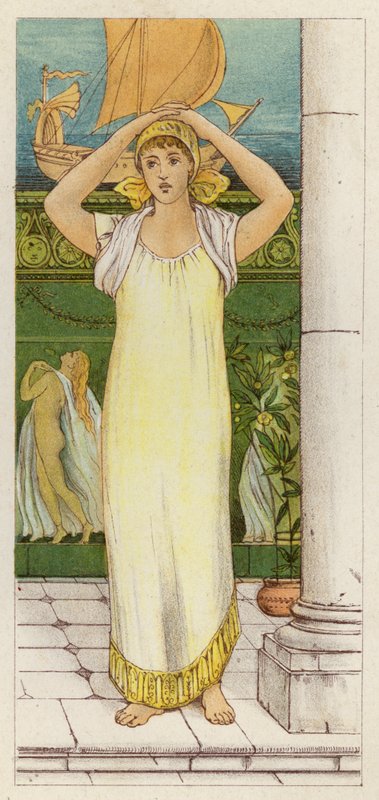 Anseio de Danae pelo retorno de Perseus (cor litho) de Thomas Ralph Spence