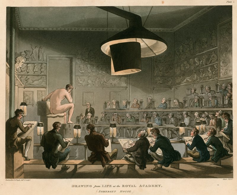 Desenho da vida na Royal Academy, Somerset House, Strand, Londres de Thomas Rowlandson