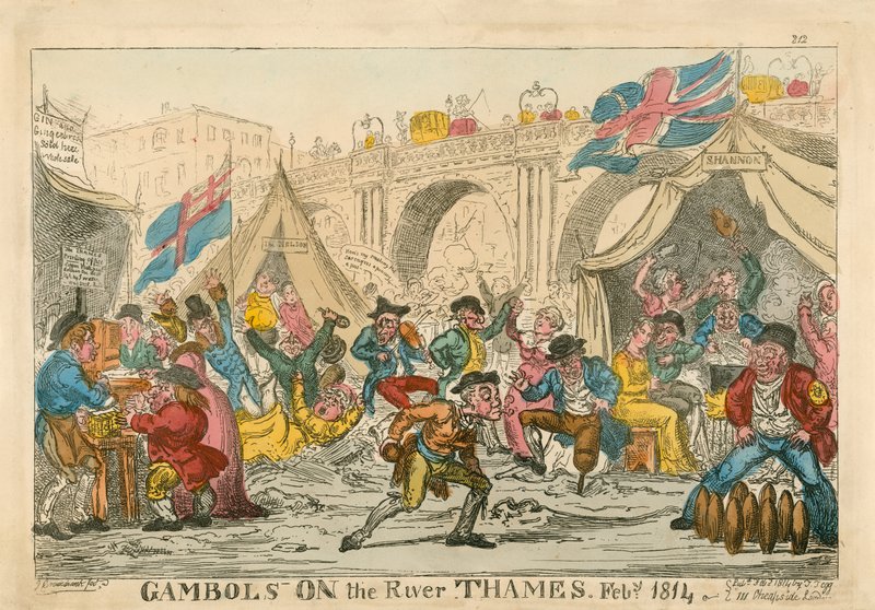 Gambóis no rio Tâmisa, fevereiro de 1814 de Thomas Rowlandson