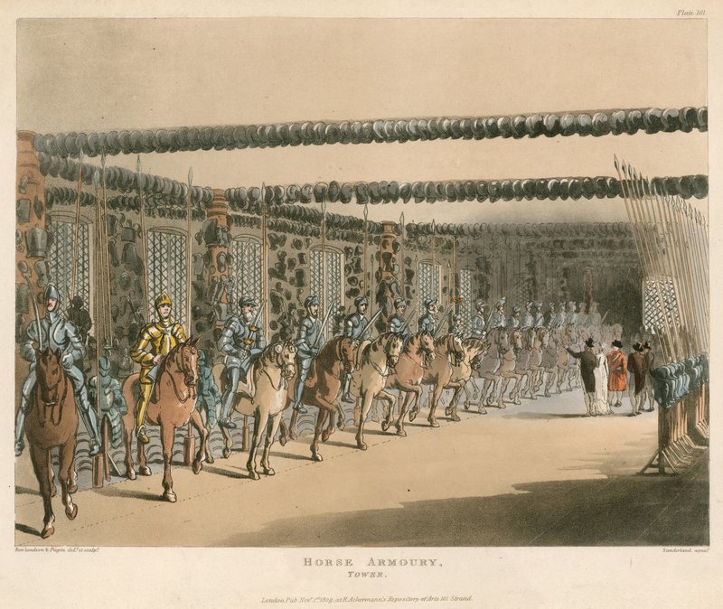Arsenal de cavalos na Torre de Londres de Thomas Rowlandson