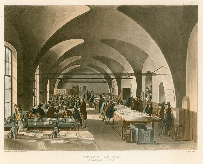 Escritório de selos, Somerset House, Strand, Londres de Thomas Rowlandson