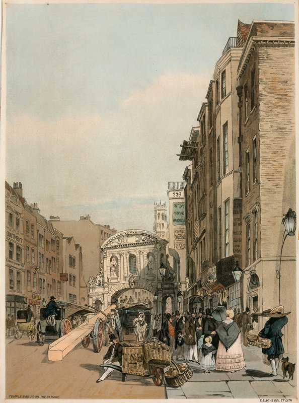 Temple Bar do The Strand, em Londres de Thomas Shotter Boys