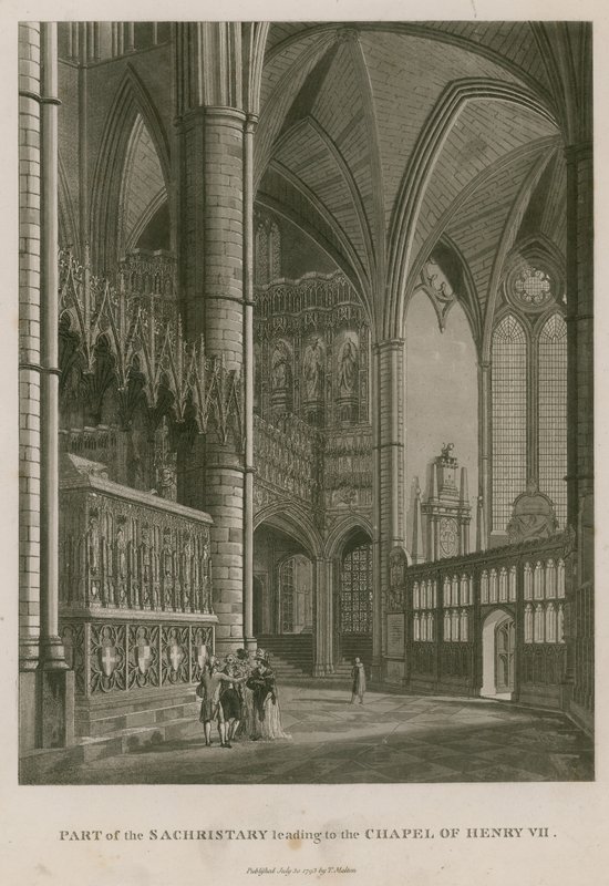 Parte do Sachristary que conduz à capela do rei Henry VII, abadia de Westminster, Londres de Thomas Snr. Malton