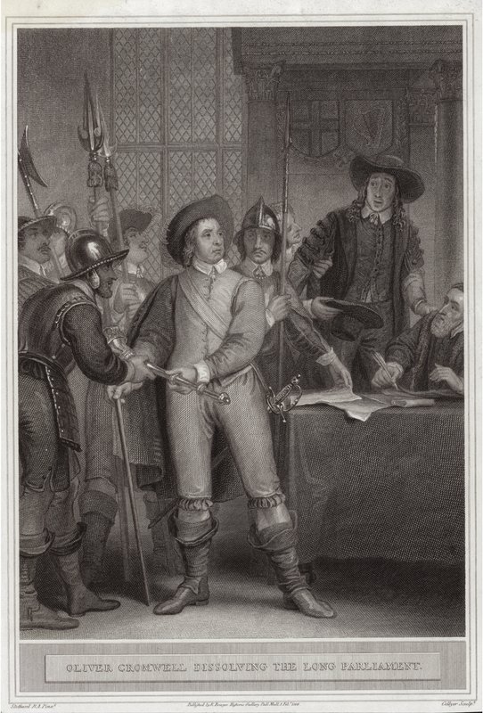 Oliver Cromwell (1599-1658) dissolve o longo Parlamento de Thomas Stothard
