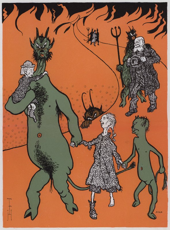 A angústia do carvão (cor litho) de Thomas Theodor Heine
