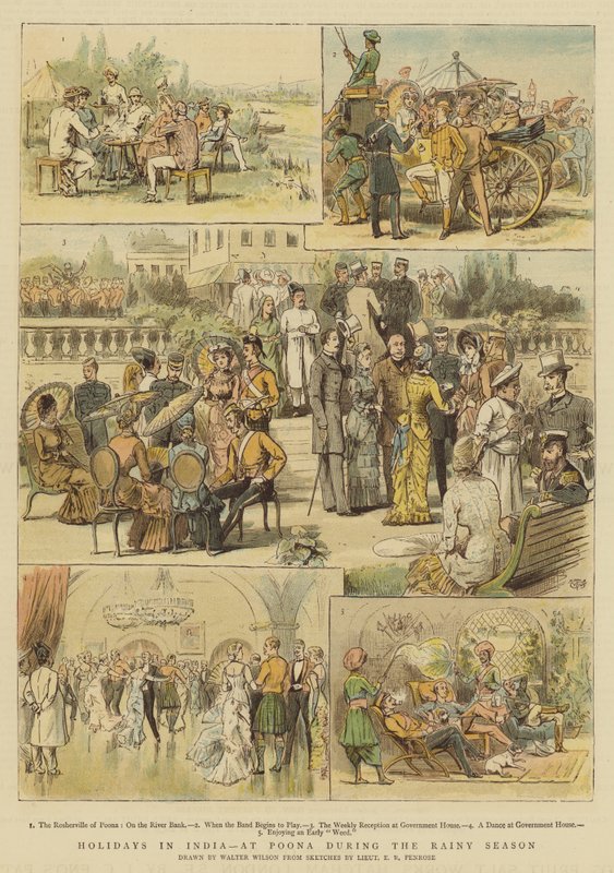 Férias na Índia, em Poona durante a estação chuvosa (chromolitho) de Thomas Walter Wilson