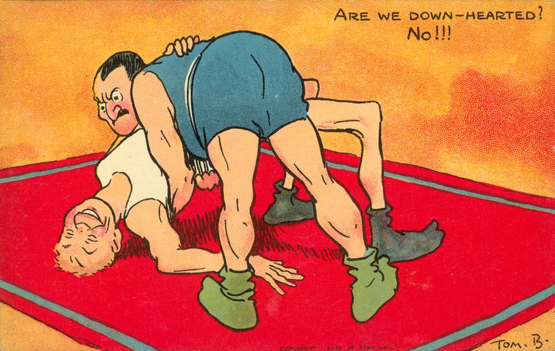 Estamos desanimados Não! (litografia a cores) de Tom Browne