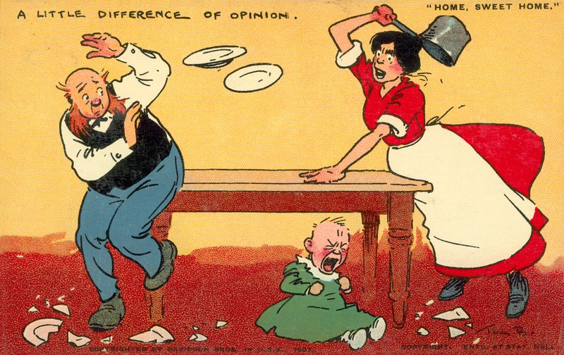 Lar doce lar, uma diferença de opinião (chromolitho) de Tom Browne
