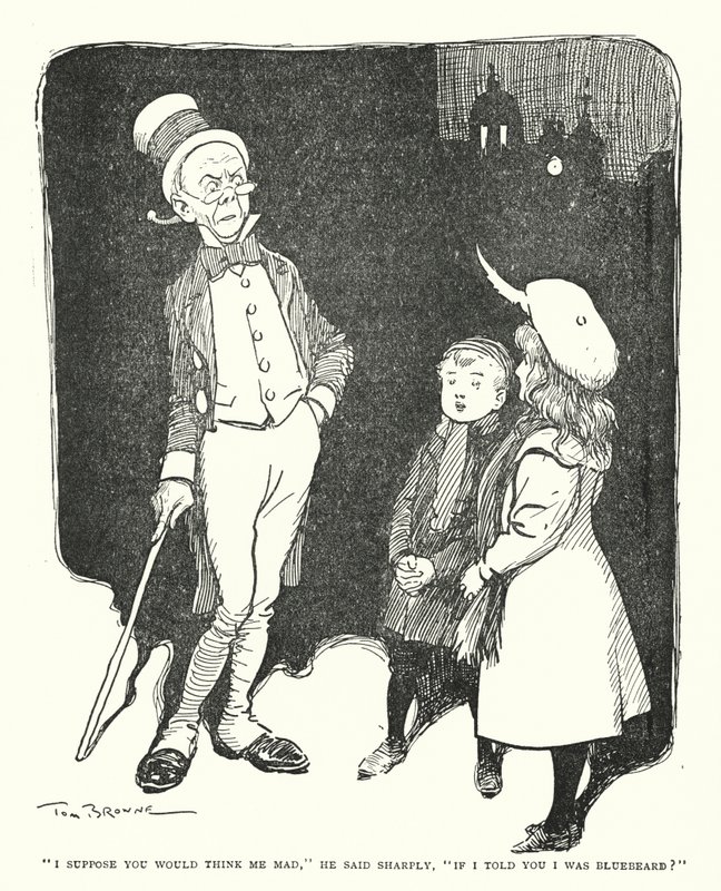 "Suponho que me acharia louco", disse ele, "Se eu lhe dissesse que era barba azul?" (litho) de Tom Browne