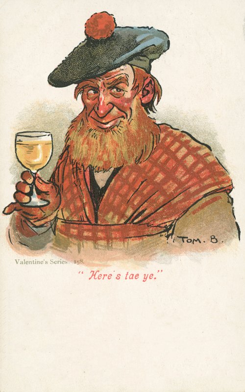 Escocês levantando um copo (cor litho) de Tom Browne