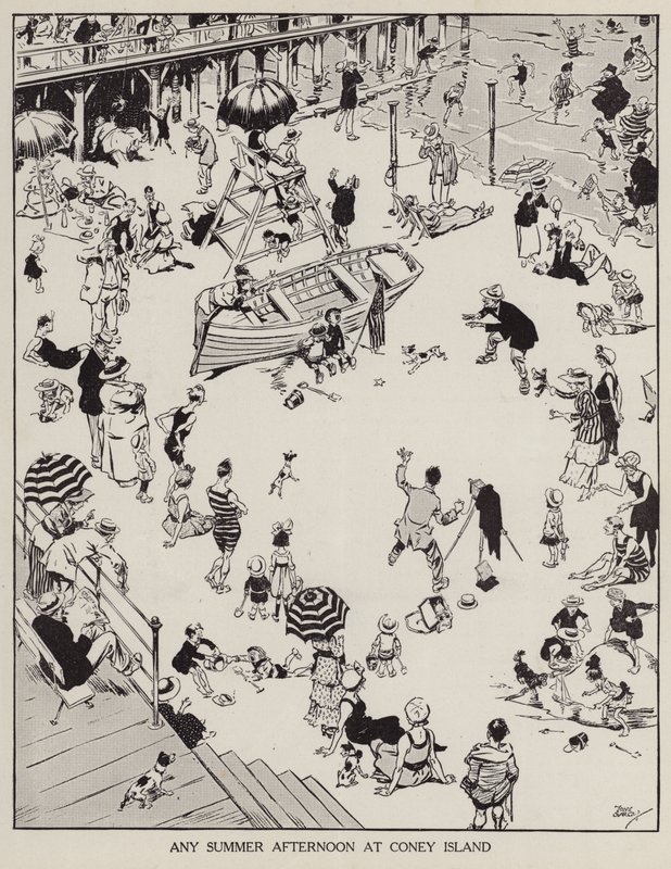 Uma tarde de verão em Coney Island (litho) de Tony Sarg