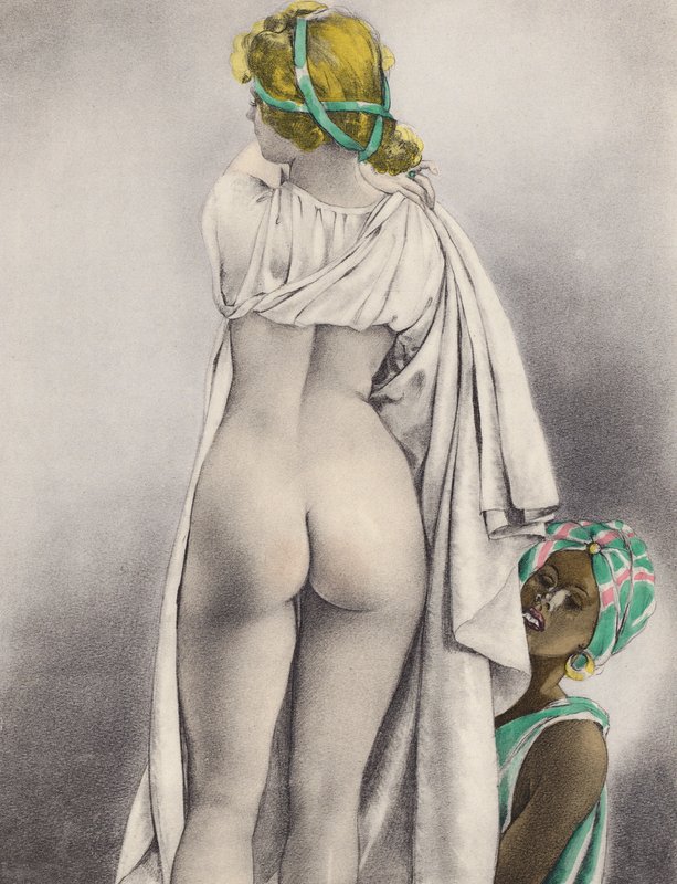 Ilustração de Brunelleschi para Contes et Nouvelles de La Fontaine (litografia a cores) de Umberto (after) Brunelleschi