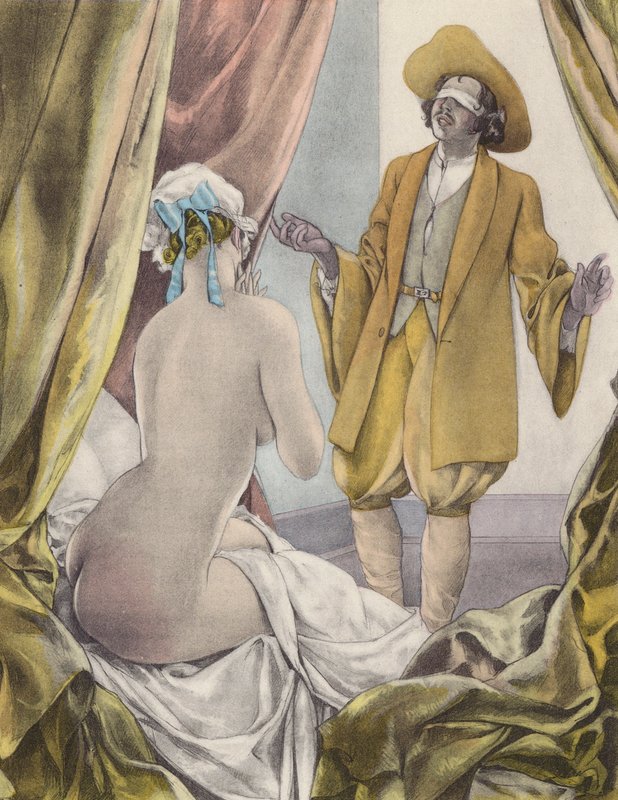 Ilustração de Brunelleschi para Contes et Nouvelles de La Fontaine (litografia a cores) de Umberto (after) Brunelleschi