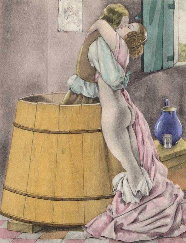 Ilustração de Brunelleschi para Contes et Nouvelles de La Fontaine (litografia a cores) de Umberto (after) Brunelleschi