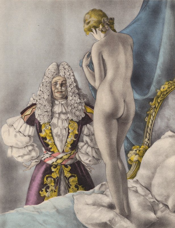 Ilustração de Brunelleschi para Contes et Nouvelles de La Fontaine (litografia a cores) de Umberto (after) Brunelleschi