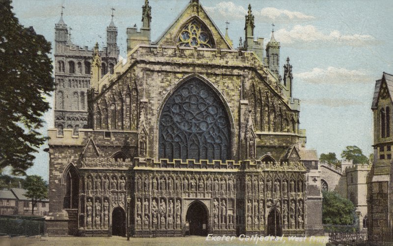 Catedral de Exeter, Frente Oeste (foto a cores) de Unbekannt