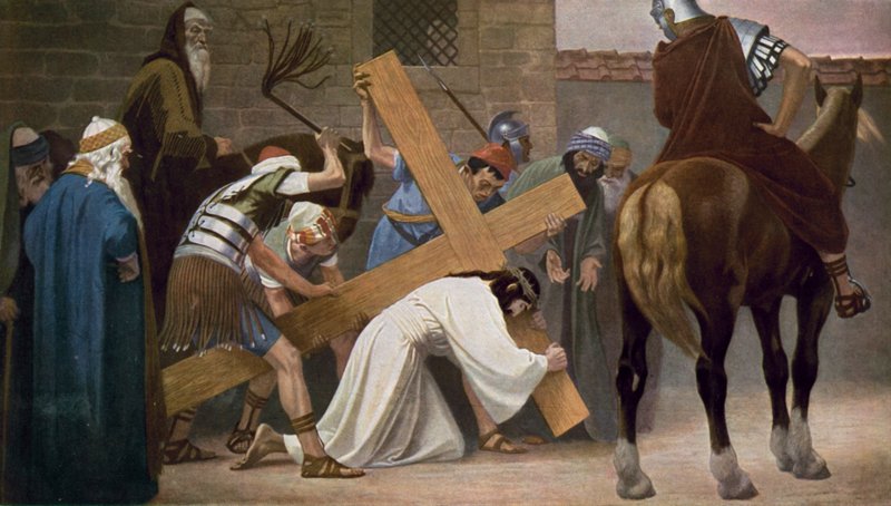 Jesus cai pela primeira vez enquanto carrega sua cruz de Unbekannt Unbekannt