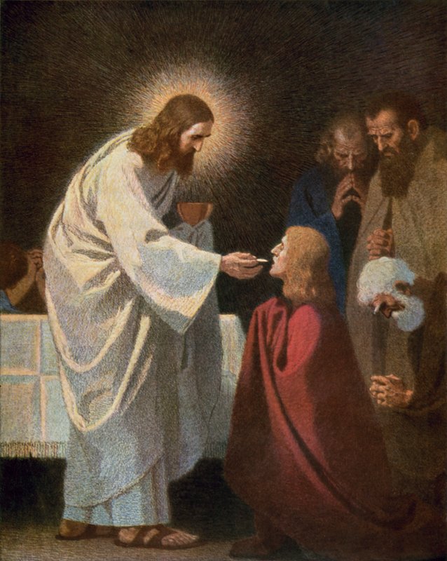 Jesus dando comunhão a São João de Unbekannt Unbekannt