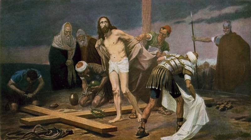 Jesus é despojado de suas roupas antes de sua crucificação de Unbekannt Unbekannt