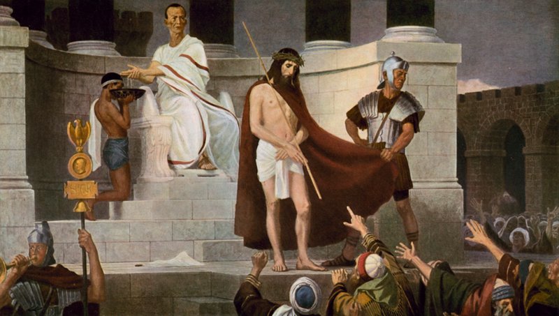 Pôncio Pilatos lavando as mãos depois de condenar Jesus à morte de Unbekannt Unbekannt