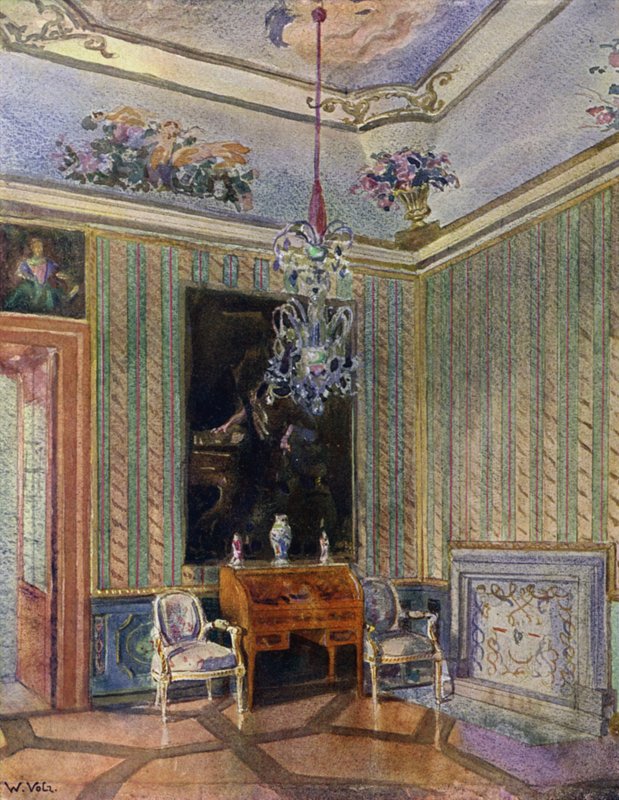 Sala de recepção no Castelo Favorite, Baden, Louis XVI decoração, cerca de 1770 de Unbekannt Unbekannt