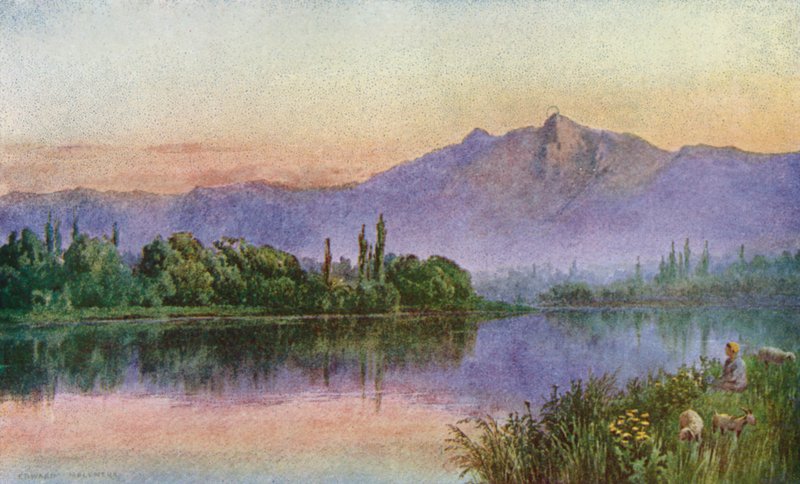 Pôr do sol no Jhelum, acima de Srinagar de Unbekannt Unbekannt