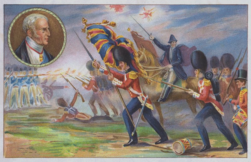 O Duque de Wellington comandando o exército britânico na Batalha de Waterloo de Unknown artist