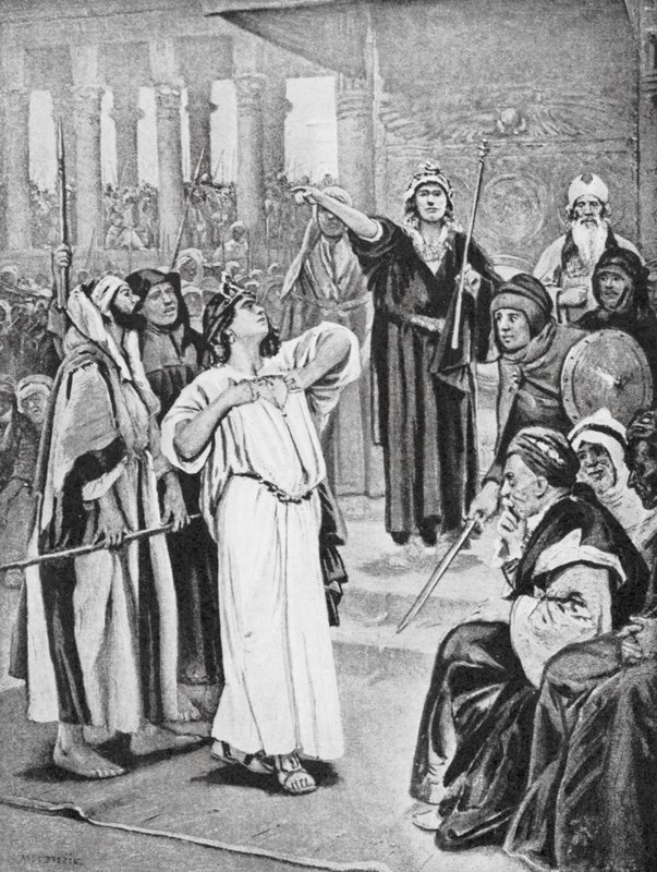 Atalia ouve a proclamação de Joás, 837 a.C. (litografia) de Vaclav (1851 1901) (after) Brozik