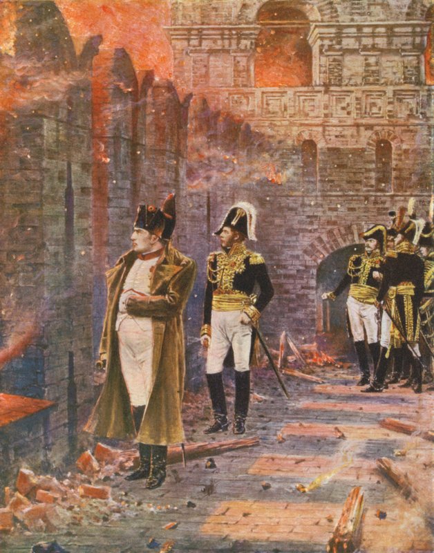 Napoleão observa o incêndio de Moscovo (litografia a cores) de Vasili Vasilievich Vereshchagin