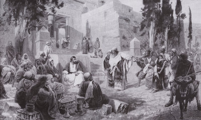 Jesus e a mulher apanhados em adultério (litho) de Vasilij Dmitrievich Polenov