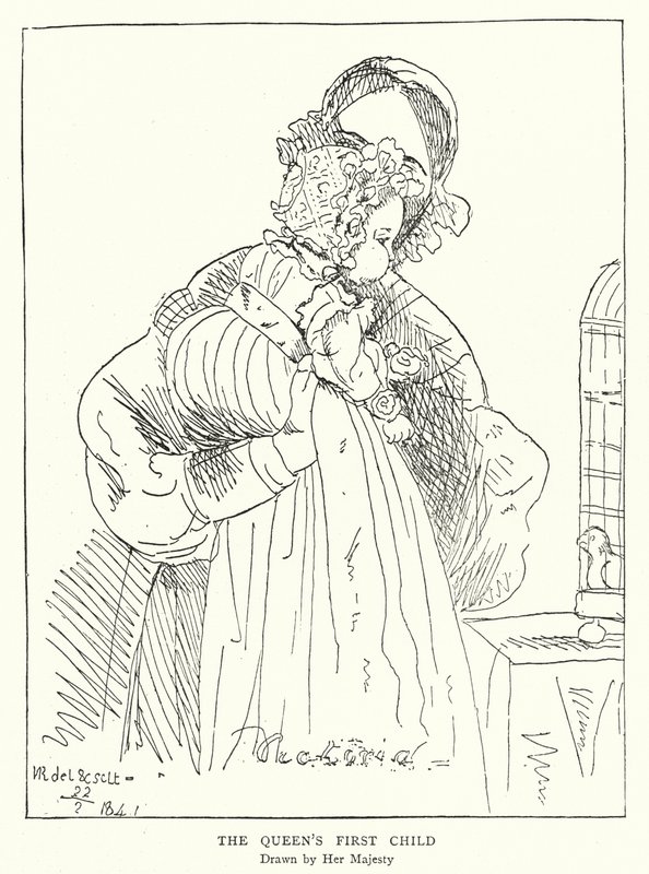 Rainha Victorias primeiro filho, desenhado por Sua Majestade (litho) de Victoria Queen