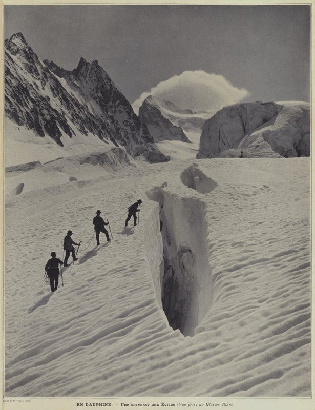 Na região do Dauphine dos Alpes franceses: uma fenda no Glaciar Blanc no Barre des Ecrins de Vittorio Sella