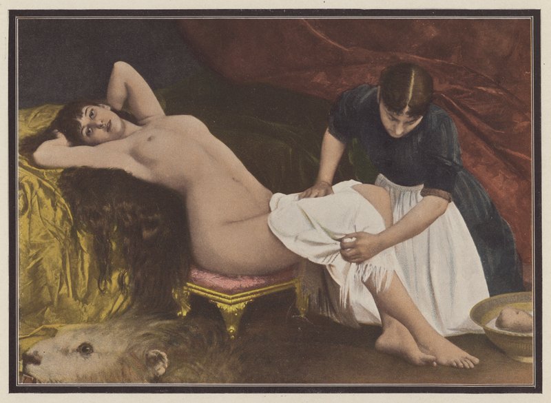 Mulher a sair da cama (cor litho) de Vlaho Bukovac