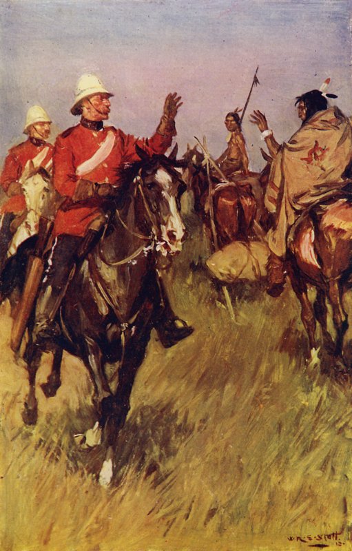 Uma troca de saudações na pradaria (cor litho) de W.R.S. (after) Stott