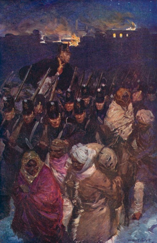 Retiro do Exército Britânico de Cabul (cor litho) de W.R.S. (after) Stott