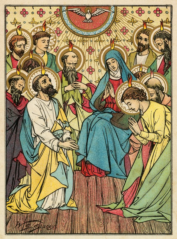 A Descida do Espírito Santo (litografia a cores) de W.S. Stacey