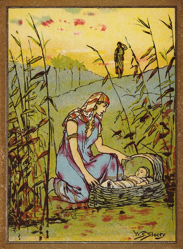 O achamento de Moisés (litografia a cores) de W.S. Stacey