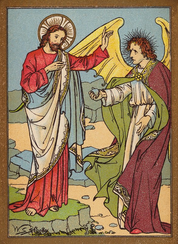 A tentação de Jesus (litografia a cores) de W.S. Stacey