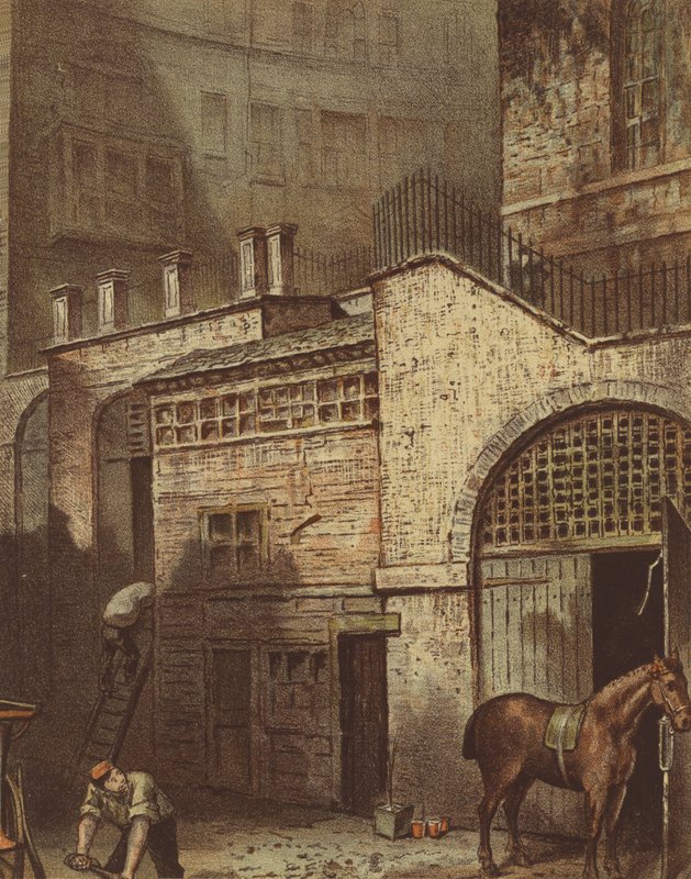 Edifícios e escadas, parte inferior da rua de Salisbury, Adelphi, costa (chromolitho) de Waldo Sargeant