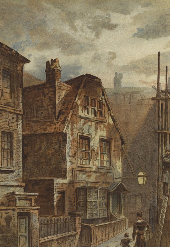 Casa antiga atrás de Ludgate (chromolitho) de Waldo Sargeant