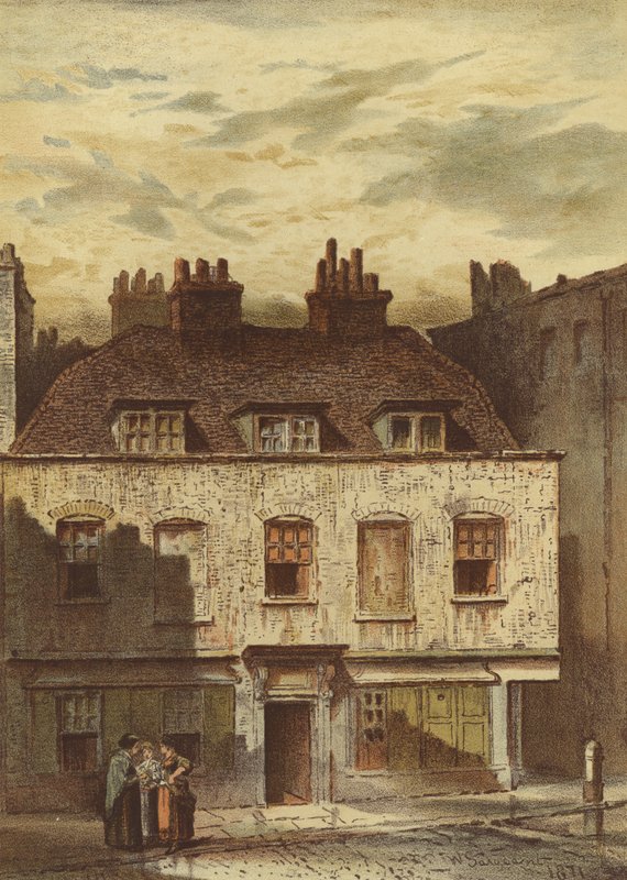 Casas velhas, rua de Dyott, Bloomsbury (chromolitho) de Waldo Sargeant