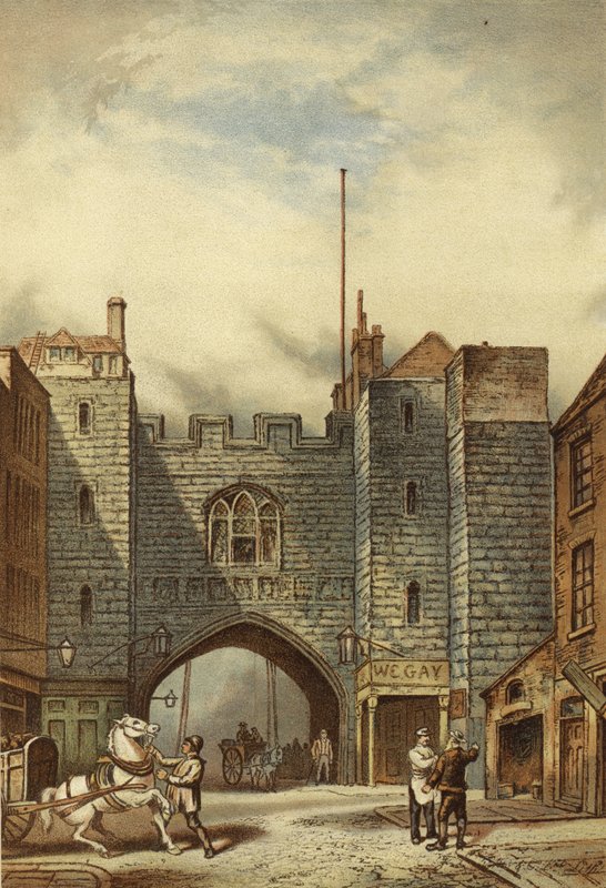 Portão de São João, Clerkenwell (cromolito) de Waldo Sargeant